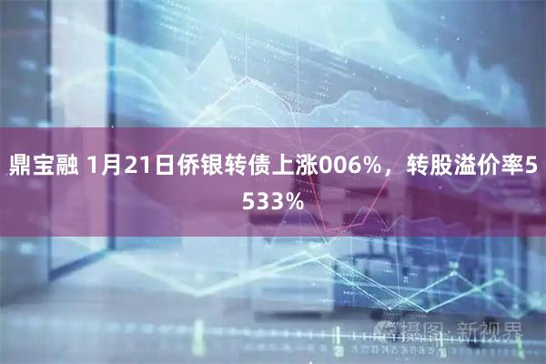 鼎宝融 1月21日侨银转债上涨006%,转股溢价率5533%